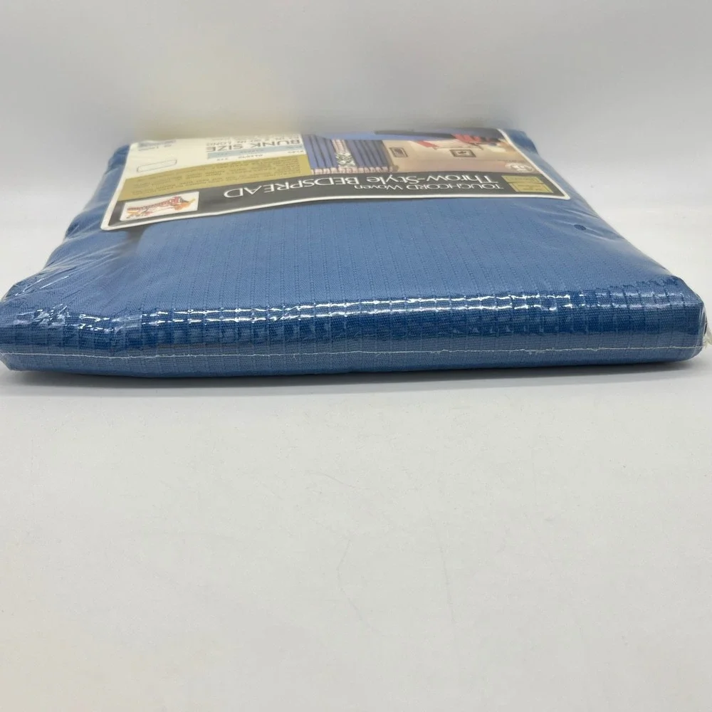 Vintage Sears Toughcord Woven Throw Bedspread Royal Navy Blue Bunk Size 63x90